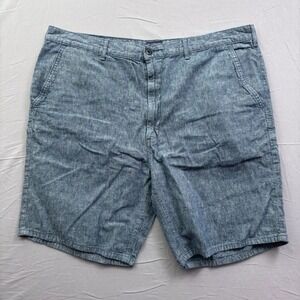 Levis Mens Blue Linen Cotton Blend Chino Shorts Size 42 S40196 Chambray Style